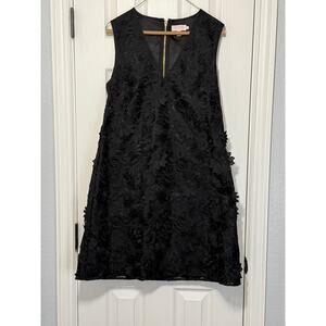 Ted Baker Soniah Dress 8/10 US Black 3D Floral Cocktail Whimsy Goth NWOT